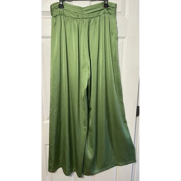 Micas Olive Green Wide Leg High Waist Dressy‎ Palazzo Pants - Size XL - Picture 6 of 10